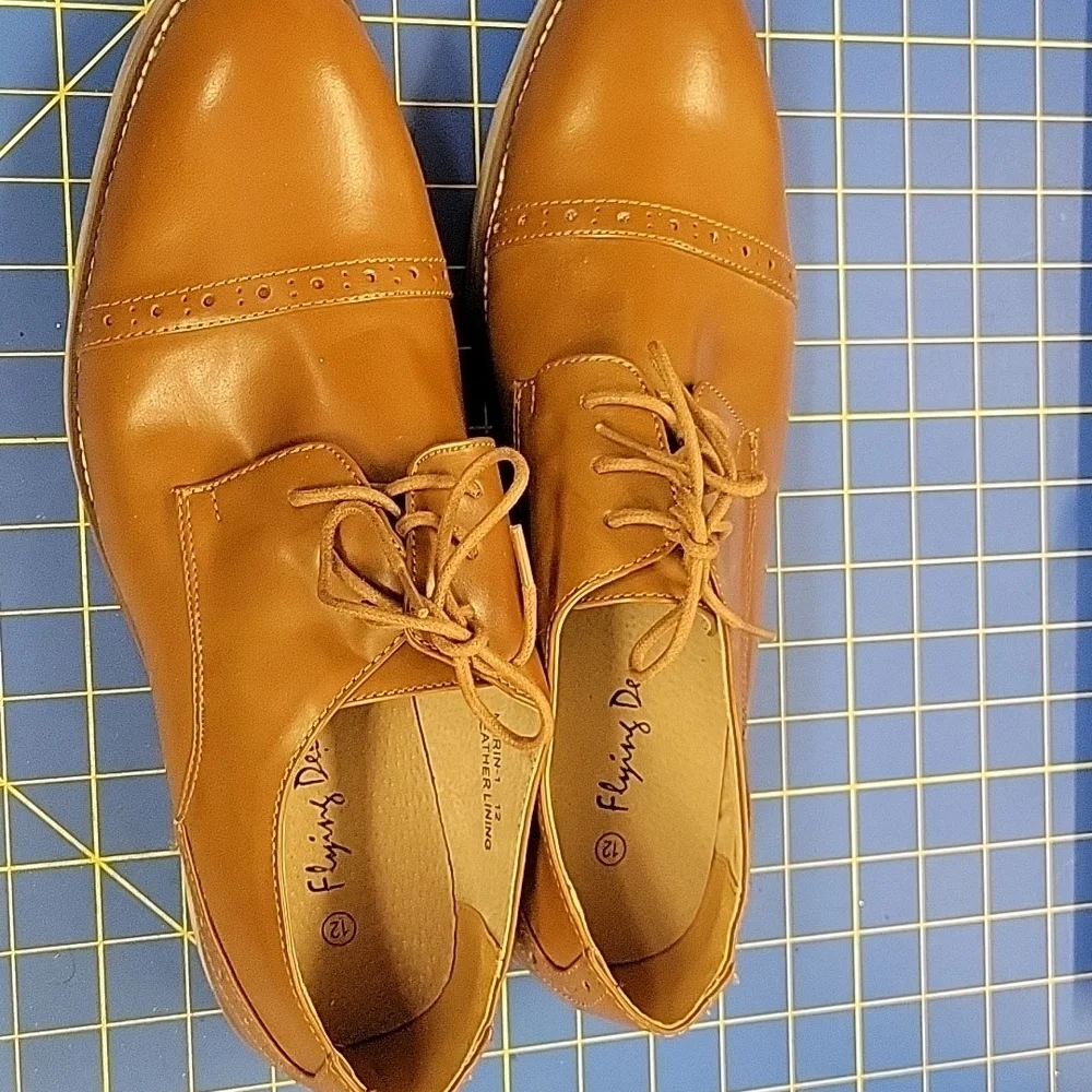 Flying Deer Leather Lining Men's Shoes Brown Size 12 Marin-1